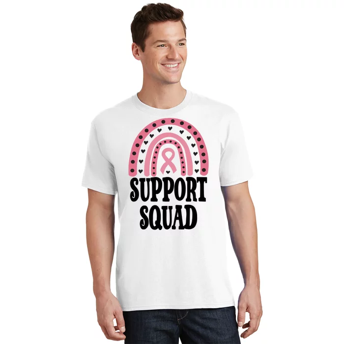 Breast Cancer Support Squad Rainbow Ribbon T-Shirt