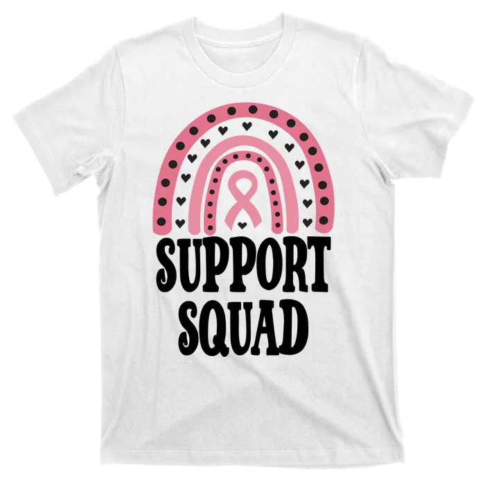 Breast Cancer Support Squad Rainbow Ribbon T-Shirt