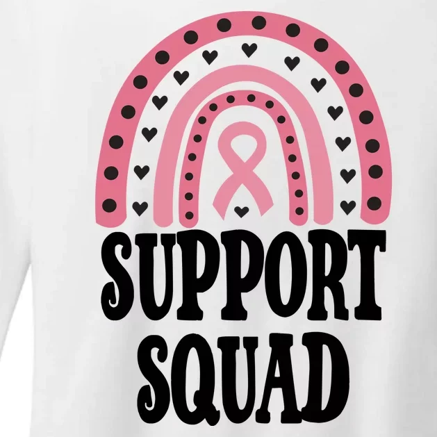 Breast Cancer Support Squad Rainbow Ribbon Womens CVC Long Sleeve Shirt