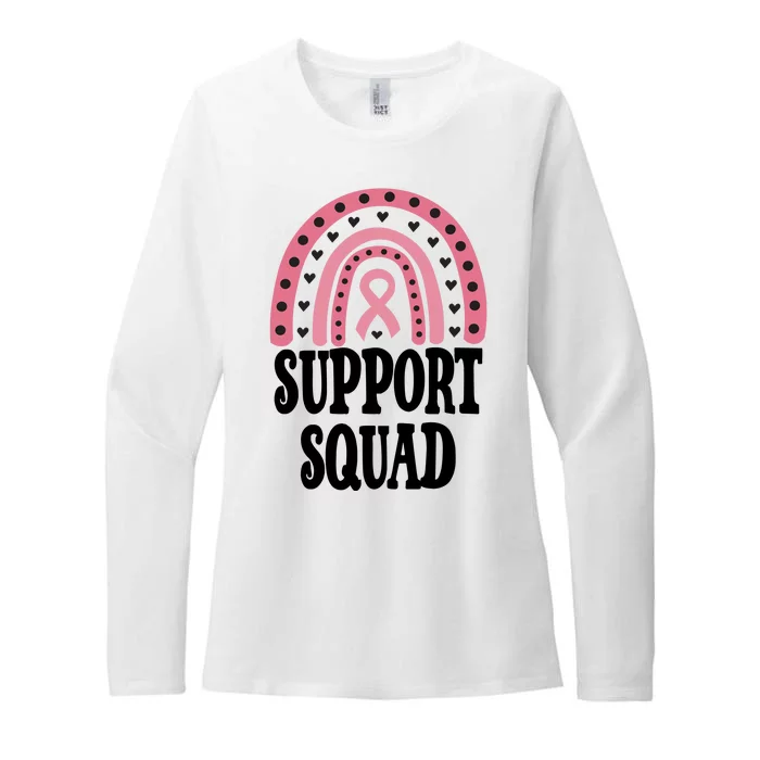 Breast Cancer Support Squad Rainbow Ribbon Womens CVC Long Sleeve Shirt