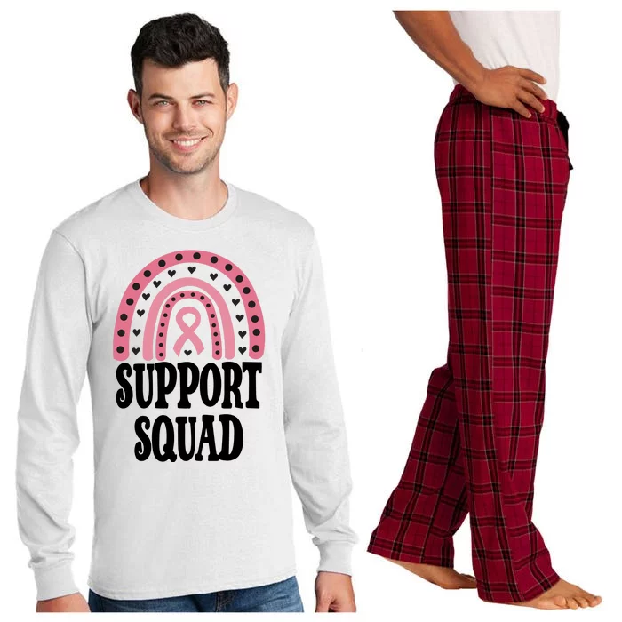 Breast Cancer Support Squad Rainbow Ribbon Long Sleeve Pajama Set