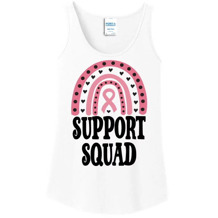 Breast Cancer Support Squad Rainbow Ribbon Ladies Essential Tank