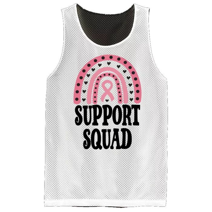 Breast Cancer Support Squad Rainbow Ribbon Mesh Reversible Basketball Jersey Tank