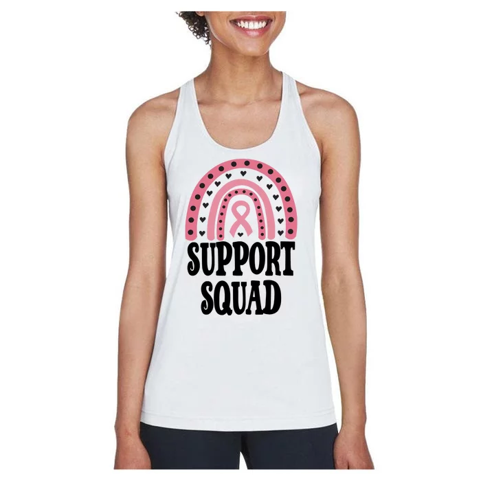 Breast Cancer Support Squad Rainbow Ribbon Women's Racerback Tank