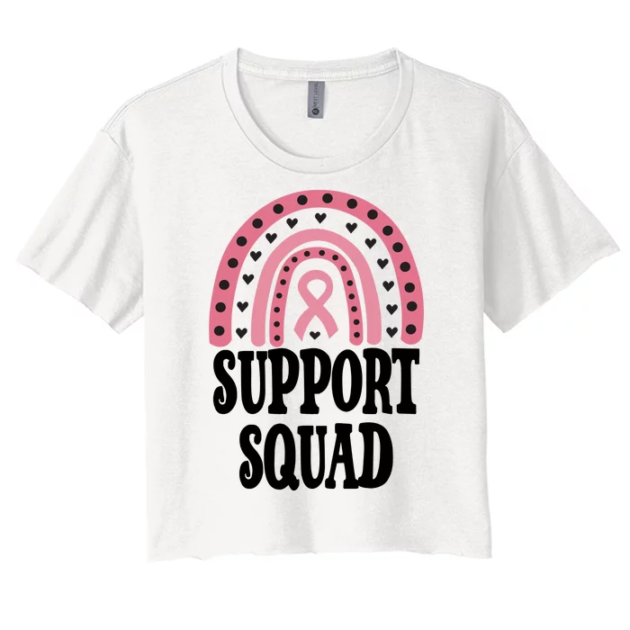 Breast Cancer Support Squad Rainbow Ribbon Women's Crop Top Tee