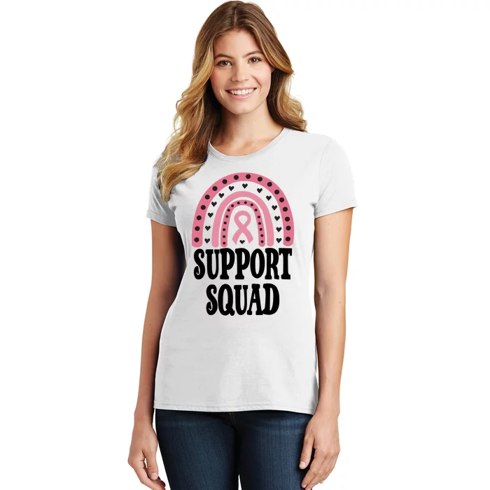 Breast Cancer Support Squad Rainbow Ribbon Women's T-Shirt