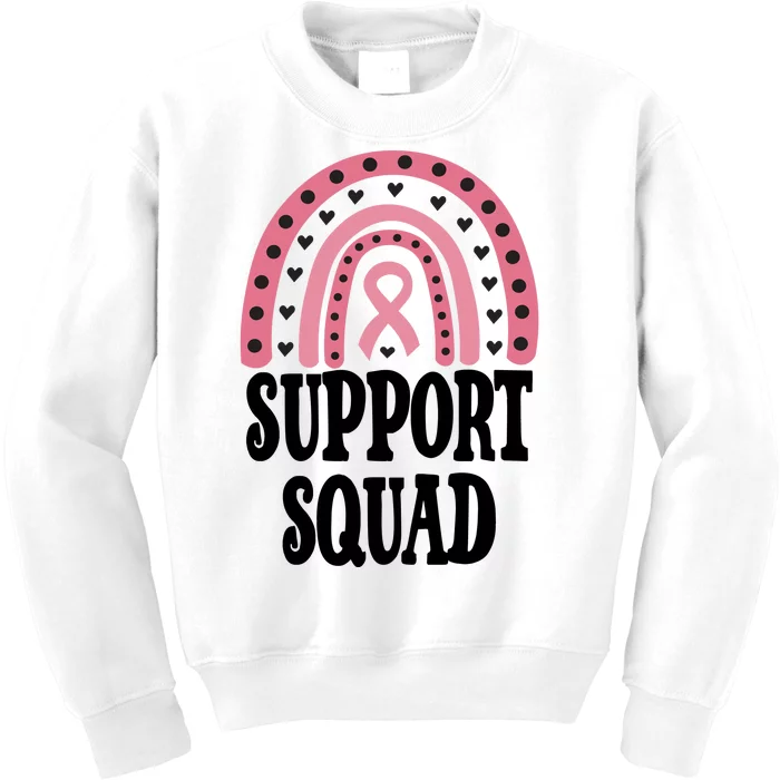 Breast Cancer Support Squad Rainbow Ribbon Kids Sweatshirt