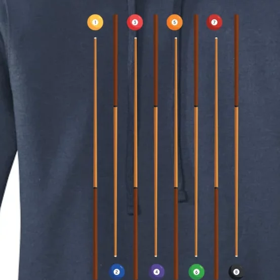 Biliard Cue Stick And 8 Pool Balls Awesome Game Cute Gift Women's Pullover Hoodie