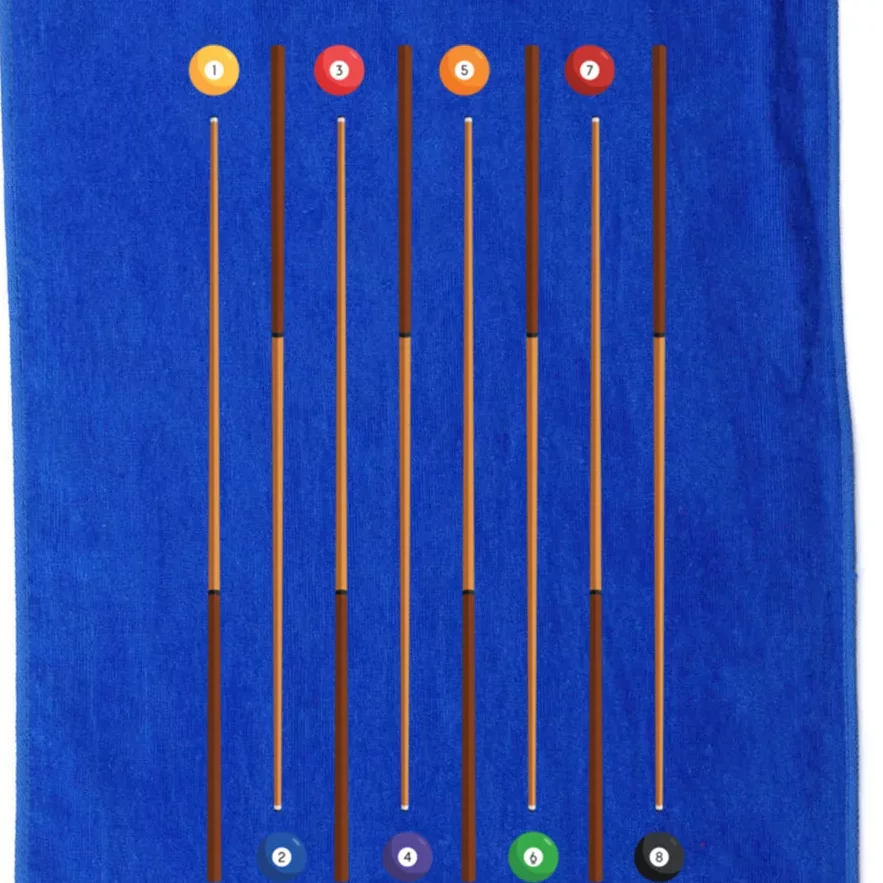 Biliard Cue Stick And 8 Pool Balls Awesome Game Cute Gift Platinum Collection Golf Towel