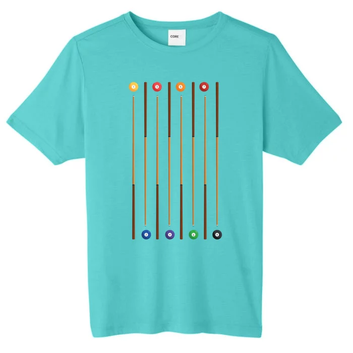 Biliard Cue Stick And 8 Pool Balls Awesome Game Cute Gift ChromaSoft Performance T-Shirt