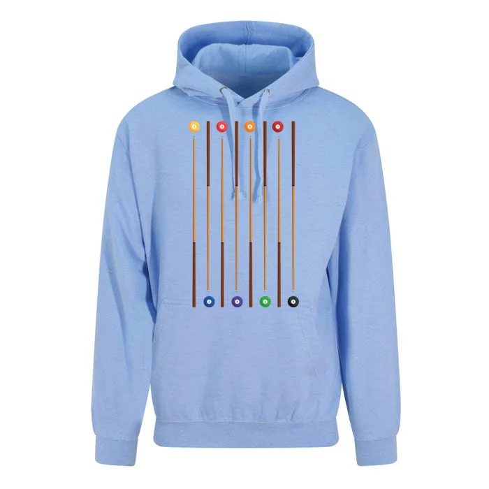 Biliard Cue Stick And 8 Pool Balls Awesome Game Cute Gift Unisex Surf Hoodie