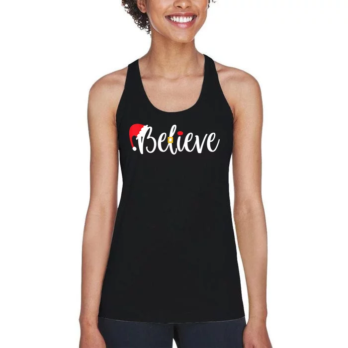 Believe Christmas Shirt Believe Santa TShirt Women's Racerback Tank