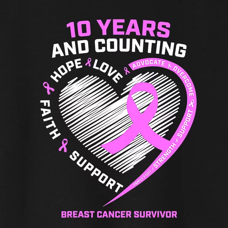 Breast Cancer Survivor 10 Year For Women Cancer Women's Crop Top Tee