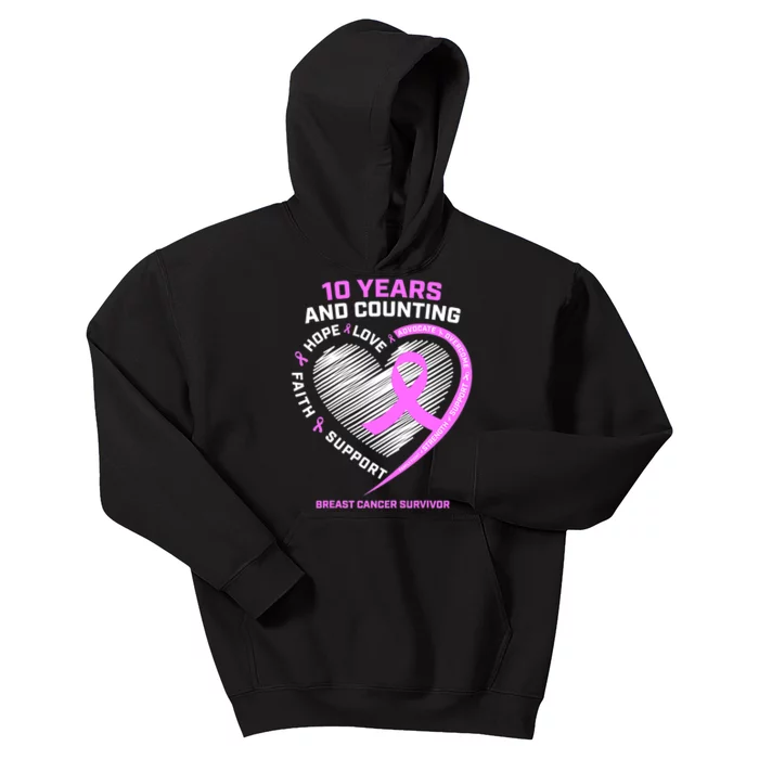 Breast Cancer Survivor 10 Year For Women Cancer Kids Hoodie