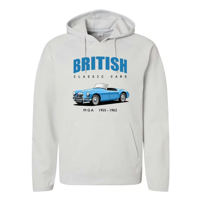 British Classic Sports Cars Mg Mga Performance Fleece Hoodie