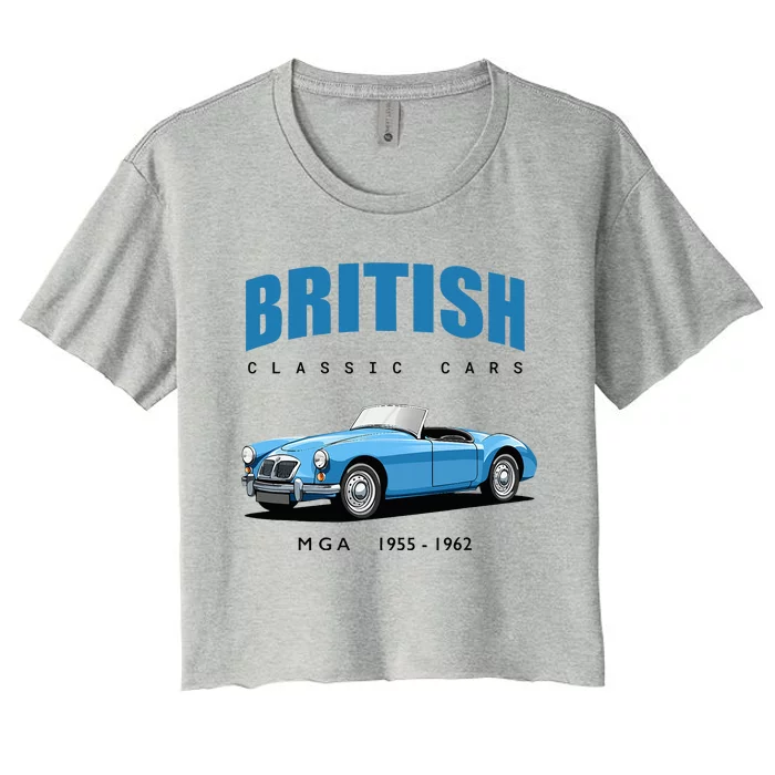 British Classic Sports Cars Mg Mga Women's Crop Top Tee