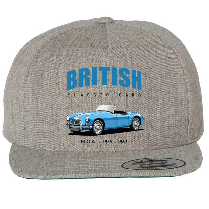 British Classic Sports Cars Mg Mga Wool Snapback Cap