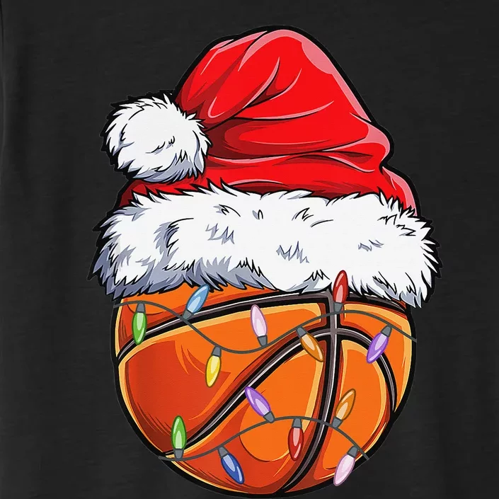 Basketball Christmas Santa Hat Funny Basketball Xmas ChromaSoft Performance T-Shirt