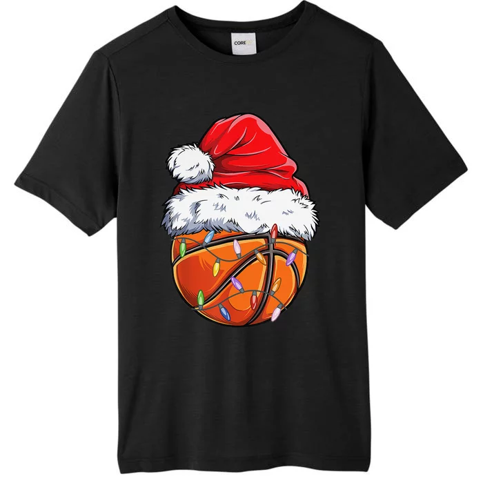 Basketball Christmas Santa Hat Funny Basketball Xmas ChromaSoft Performance T-Shirt