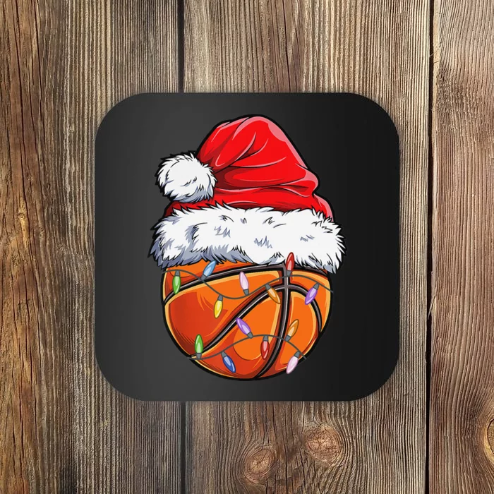 Basketball Christmas Santa Hat Funny Basketball Xmas Coaster