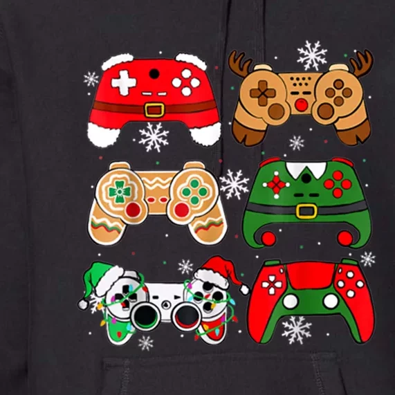 Boy Christmas Santa Elf Gaming Controllers Gamer Xmas Premium Hoodie