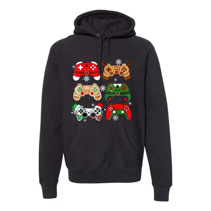 Boy Christmas Santa Elf Gaming Controllers Gamer Xmas Premium Hoodie