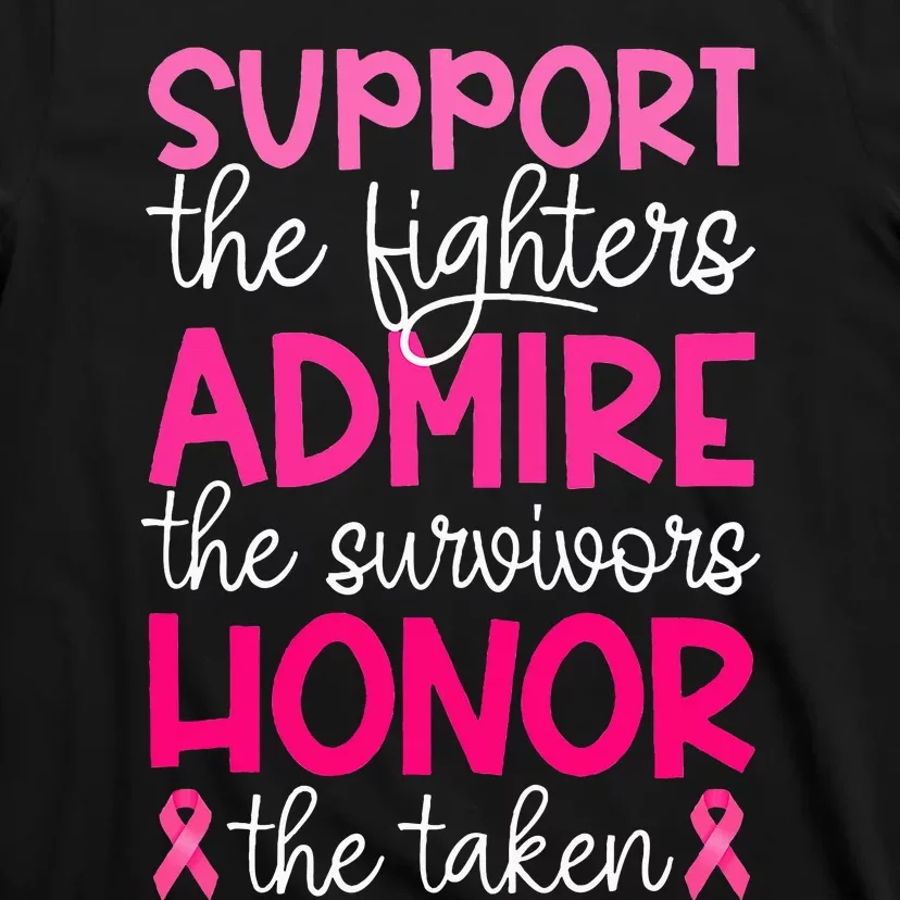 Breast Cancer Support Admire Honor Breast Cancer Awareness T-Shirt