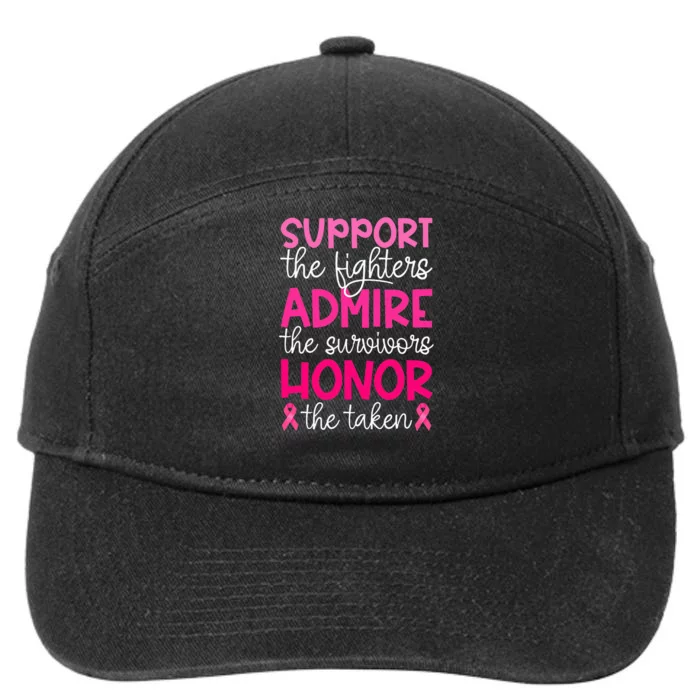 Breast Cancer Support Admire Honor Breast Cancer Awareness 7-Panel Snapback Hat