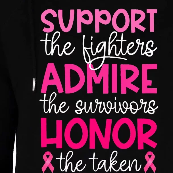 Breast Cancer Support Admire Honor Breast Cancer Awareness Womens Funnel Neck Pullover Hood