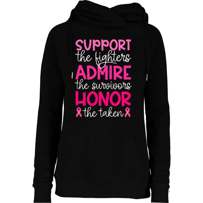 Breast Cancer Support Admire Honor Breast Cancer Awareness Womens Funnel Neck Pullover Hood