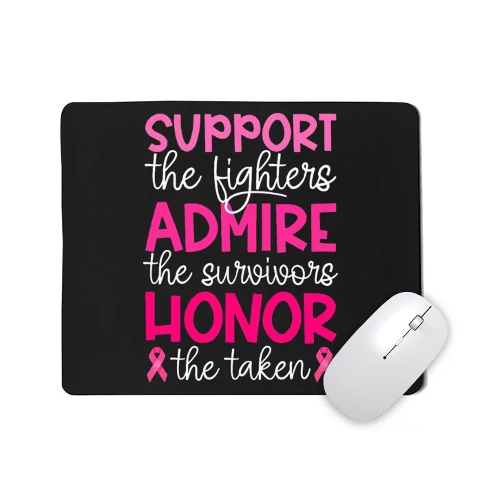 Breast Cancer Support Admire Honor Breast Cancer Awareness Mousepad