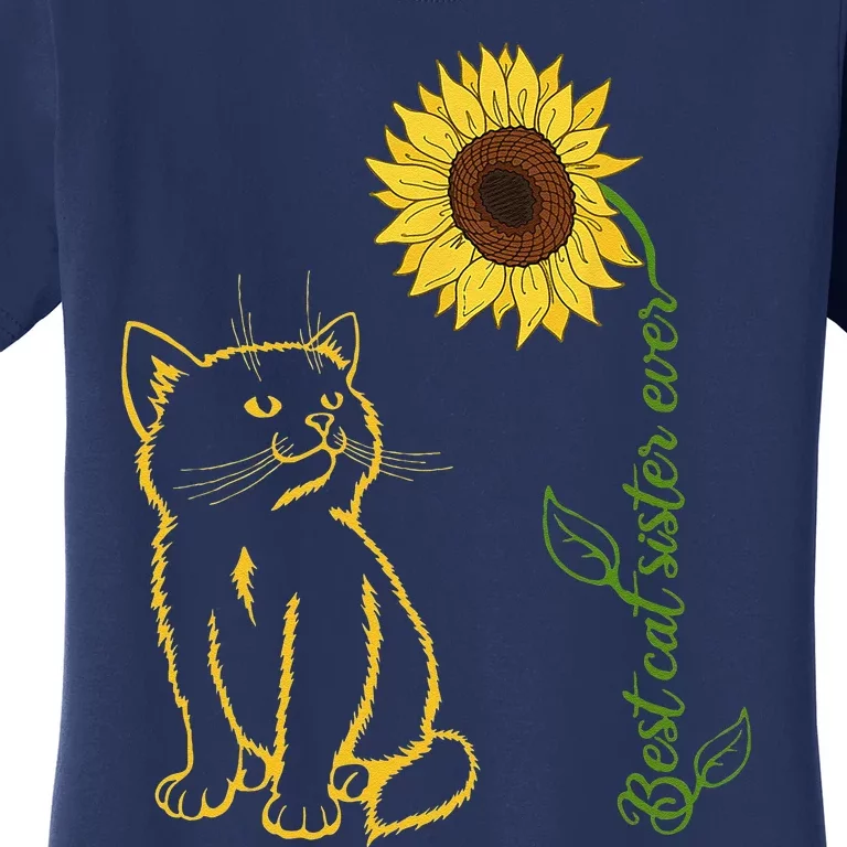 Best Cat Sister Ever Sunflower Mothers Day Cat Lover Women's T-Shirt