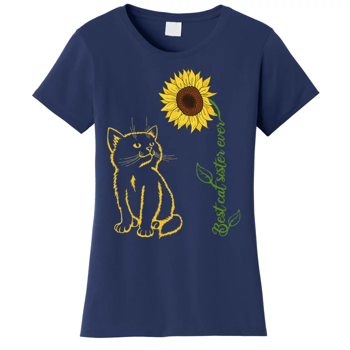 Best Cat Sister Ever Sunflower Mothers Day Cat Lover Women's T-Shirt