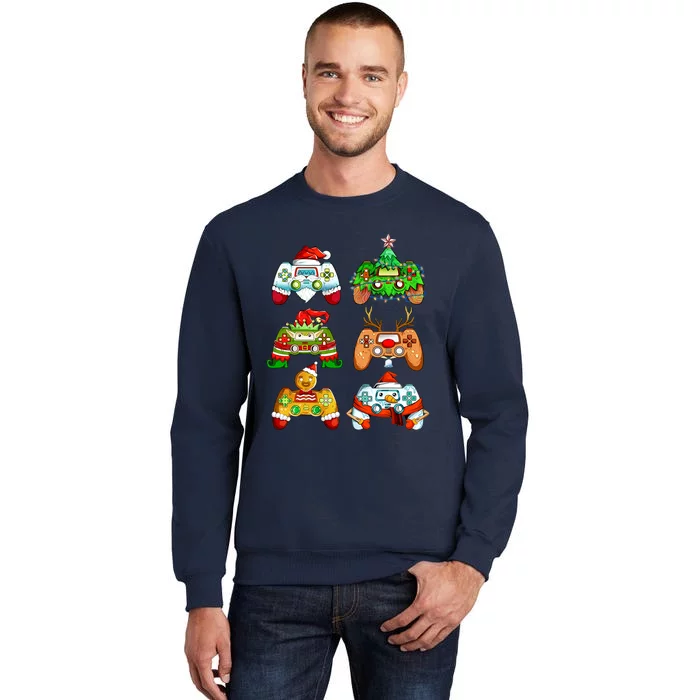 Boys Christmas Santa Elf Gaming Controllers Gamer Xmas Tall Sweatshirt