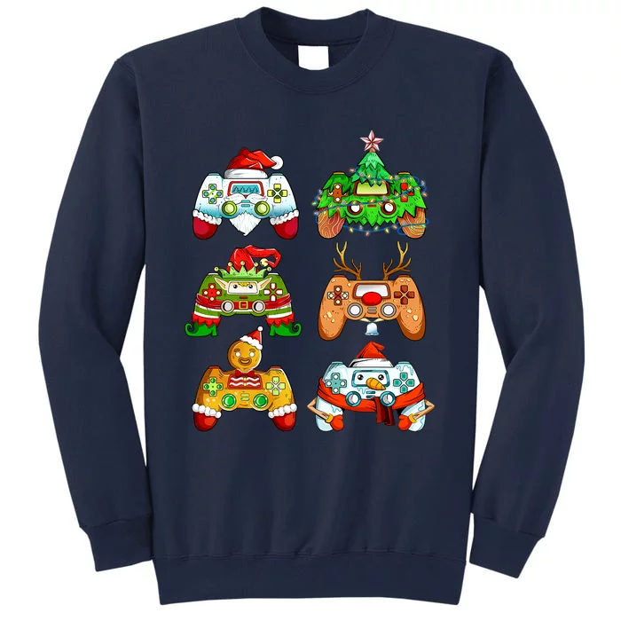 Boys Christmas Santa Elf Gaming Controllers Gamer Xmas Tall Sweatshirt