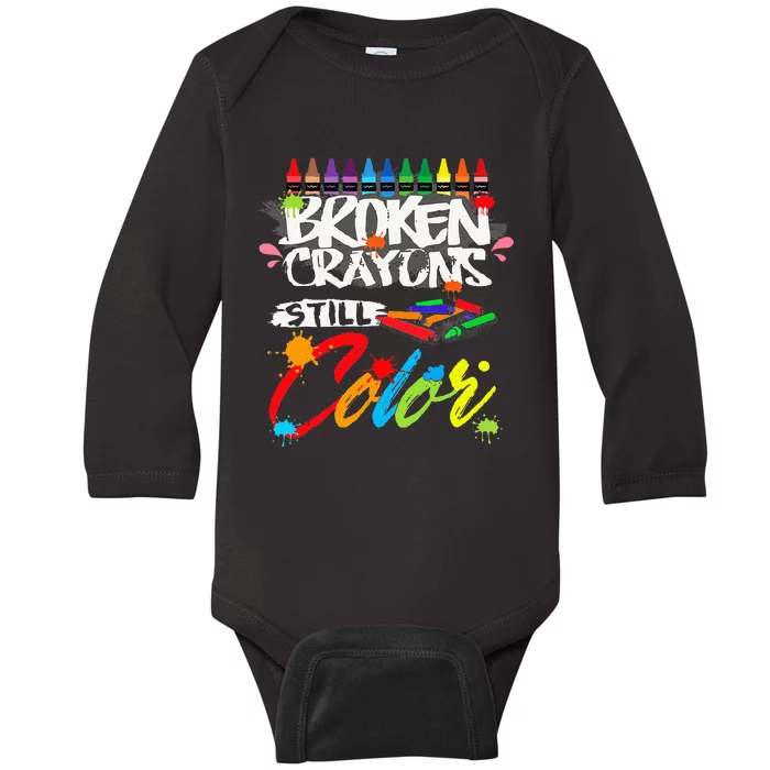 Broken Crayons Still Color Mental Health Awareness Baby Long Sleeve Bodysuit