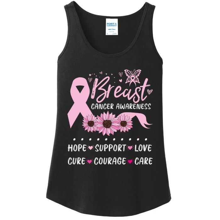 Breast Cancer Support Pink Ribbon Breast Cancer Awareness Ladies Essential Tank