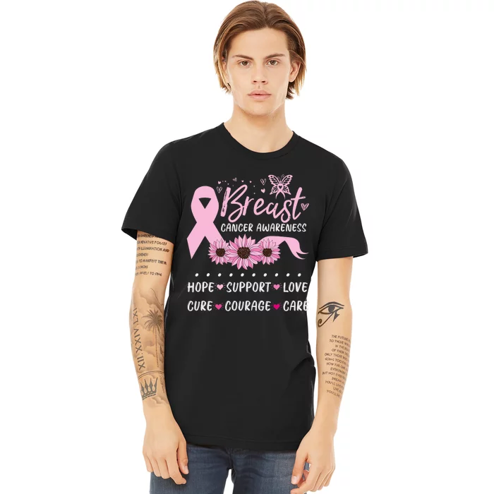 Breast Cancer Support Pink Ribbon Breast Cancer Awareness Premium T-Shirt