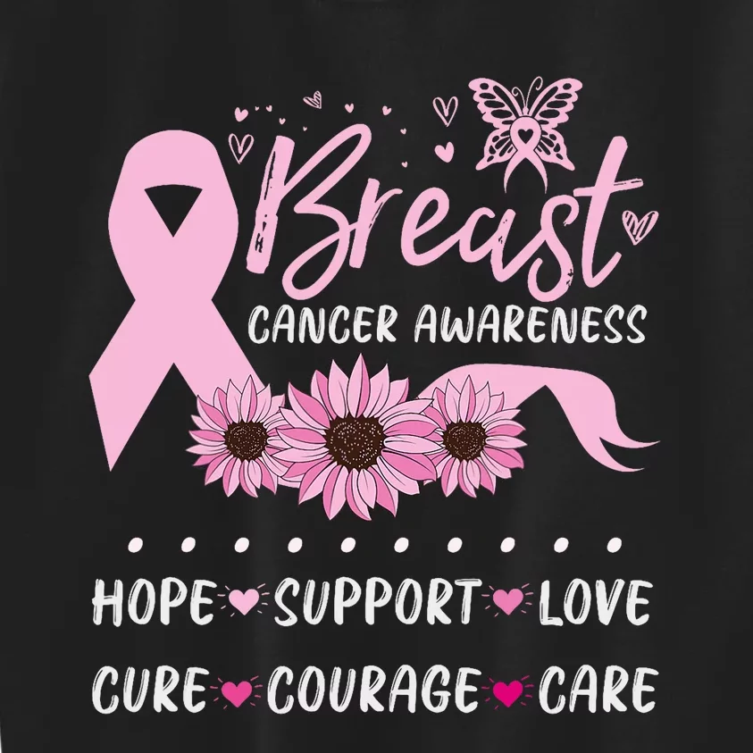 Breast Cancer Support Pink Ribbon Breast Cancer Awareness Kids Sweatshirt