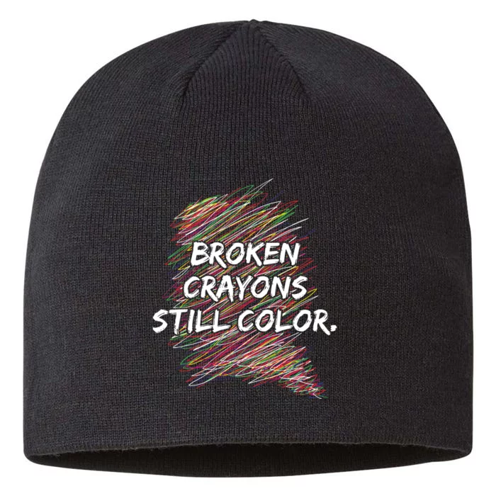 Broken Crayons Still Color Mental Health Awareness 8 1/2in Sustainable Knit Beanie