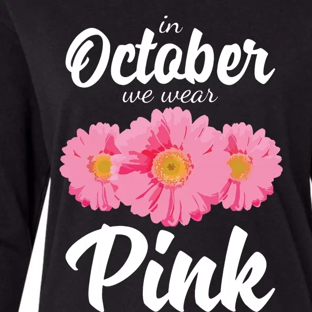 Breast Cancer Shirts Women Daisy In October We Wear Pink Womens Cotton Relaxed Long Sleeve T-Shirt