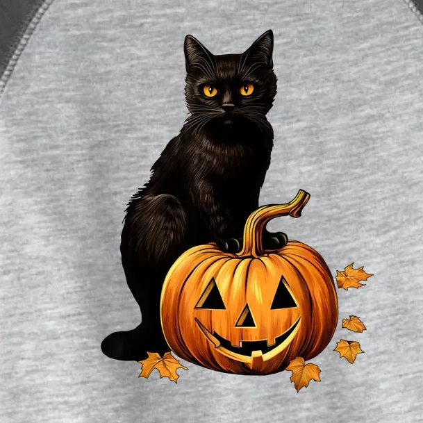 Black Cat Scary Halloween Pumpkin Costume Gift Toddler Fine Jersey T-Shirt