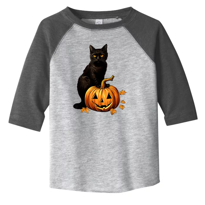 Black Cat Scary Halloween Pumpkin Costume Gift Toddler Fine Jersey T-Shirt