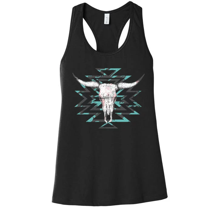 Boho Cow Skull Women's Racerback Tank