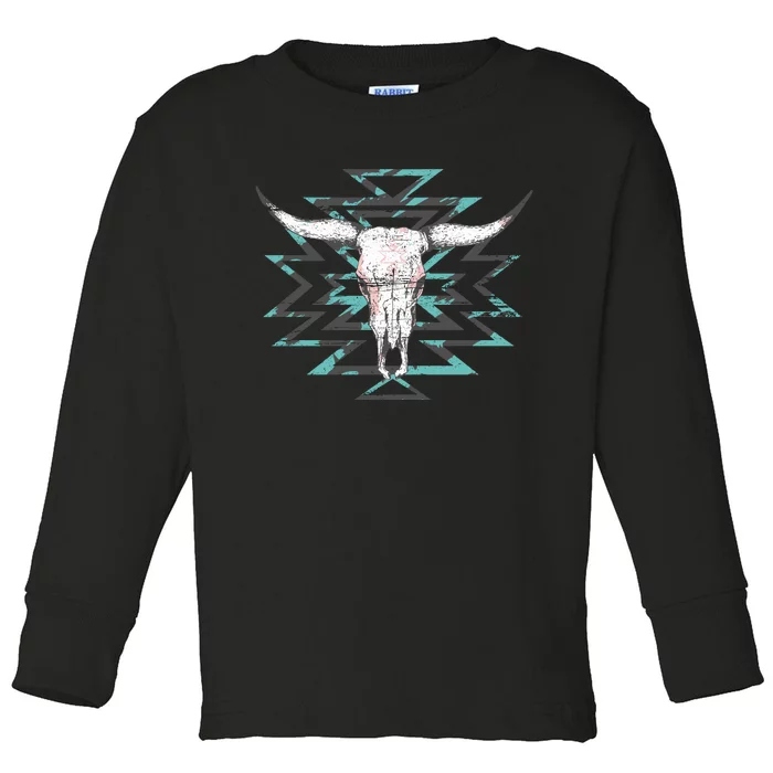 Boho Cow Skull Toddler Long Sleeve Shirt