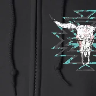 Boho Cow Skull Full Zip Hoodie