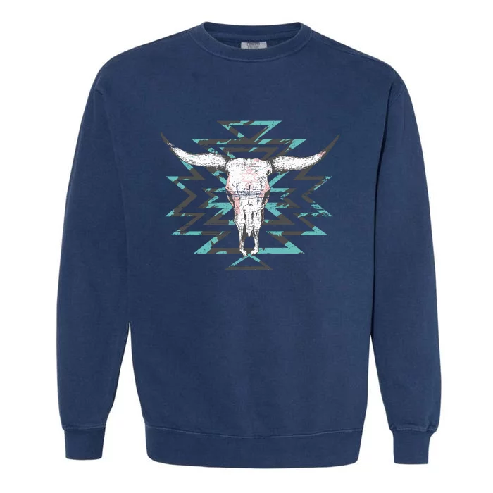 Boho Cow Skull Garment-Dyed Sweatshirt