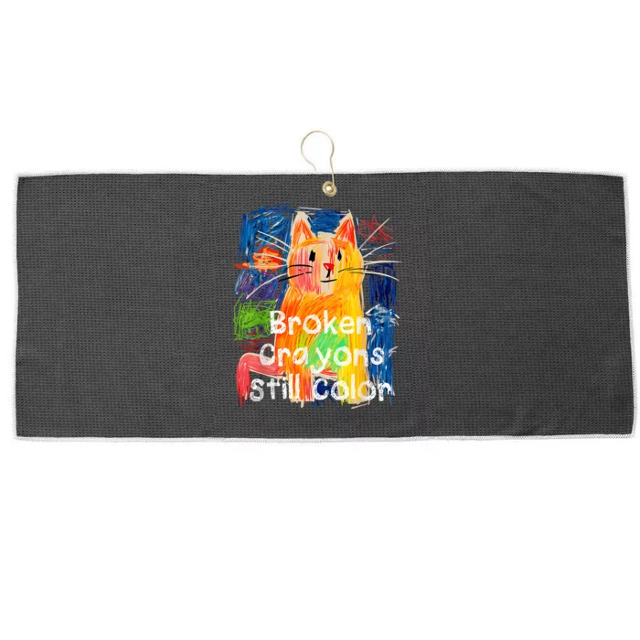 Broken Crayons Still Color Cat Teacher Large Microfiber Waffle Golf Towel