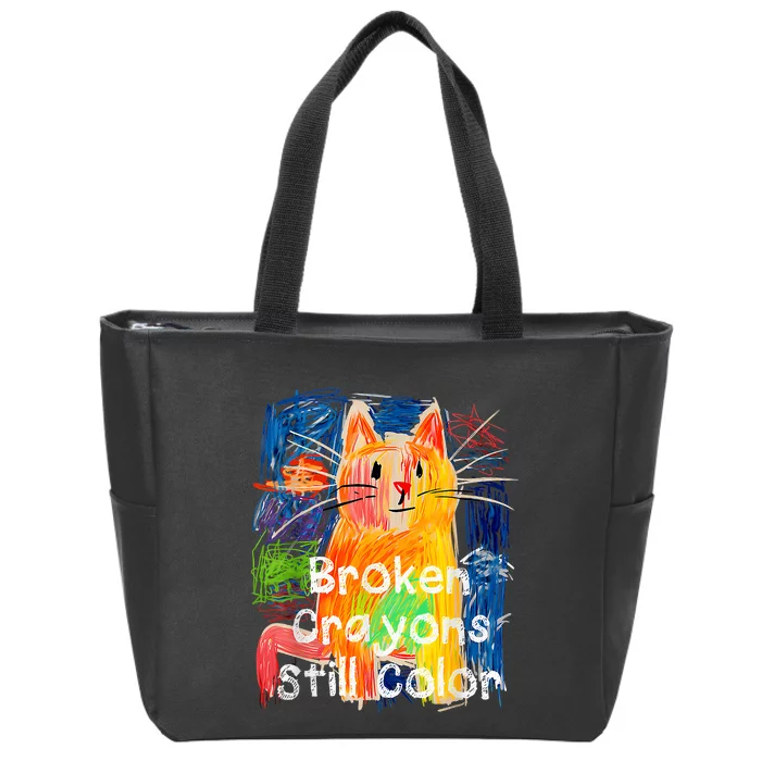 Broken Crayons Still Color Cat Teacher Zip Tote Bag