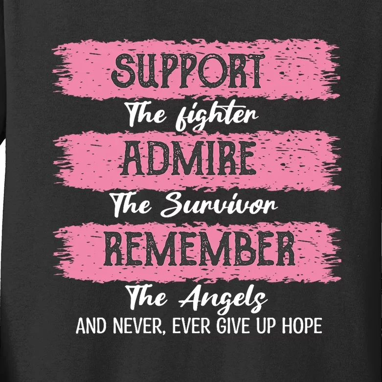 Breast Cancer Support Admire Honor Breast Cancer Awareness Kids Long Sleeve Shirt